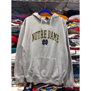 Genuine Stuff Notre Dame Fighting Irish Hoodie Mens Small Gray Embroidered Logo